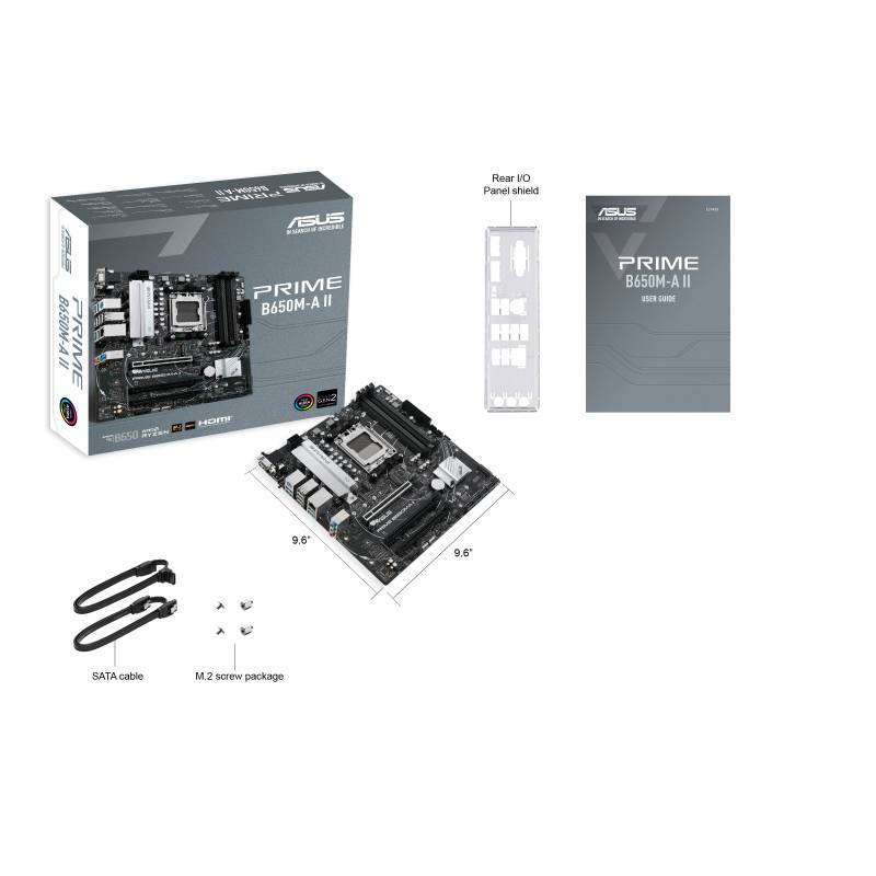 Placa Madre ASUS Prime B650M-A II, AMD Socket AM5, 4xDIMM DDR5, VGA, DP, HDMI, 2xM.2, Micro-ATX (OT)