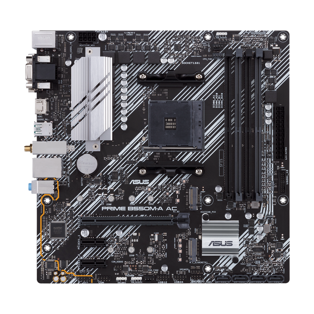PLACA MADRE ASUS PRIME B550M-A AC / WIFI (90MB15K0-M0EAY0) AMD RYZEN AM4 / 4 RANURAS DDR4 128GB BUSS 3200(OT)