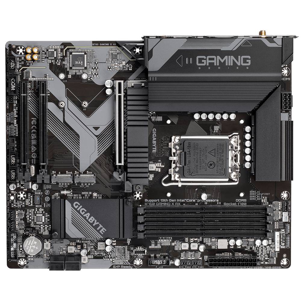 Placa Madre Gigabyte B760 GAMING X AX, Intel LGA1700, M.2 x3, 2.5GbE, Wi-Fi 6E, Q-Flash Plus, ATX