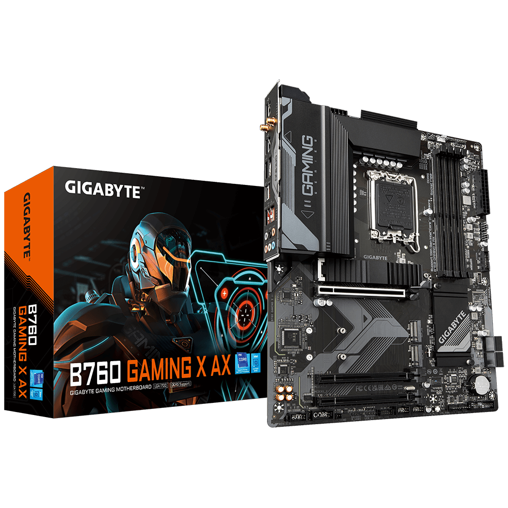 Placa Madre Gigabyte B760 GAMING X AX, Intel LGA1700, M.2 x3, 2.5GbE, Wi-Fi 6E, Q-Flash Plus, ATX
