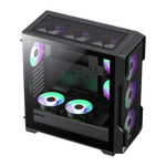 Gabinete Gamer SIEGE BLACK/3 FAN FRONT 1 FAN TRASERO/SIN FUENTE GAMEMAX (ot) - Foto 2