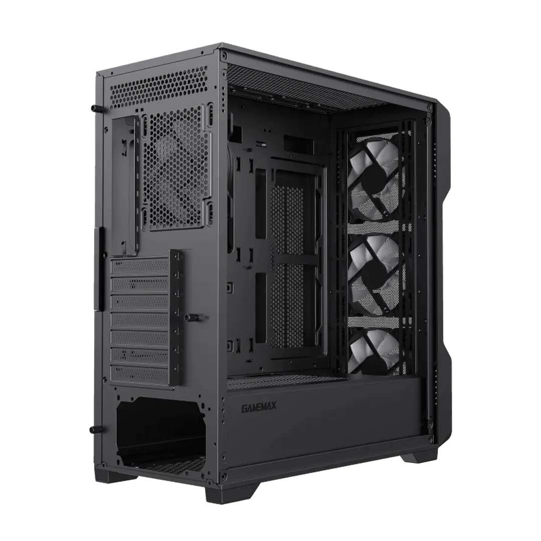 Gabinete Gamer SIEGE BLACK/3 FAN FRONT 1 FAN TRASERO/SIN FUENTE GAMEMAX (ot)