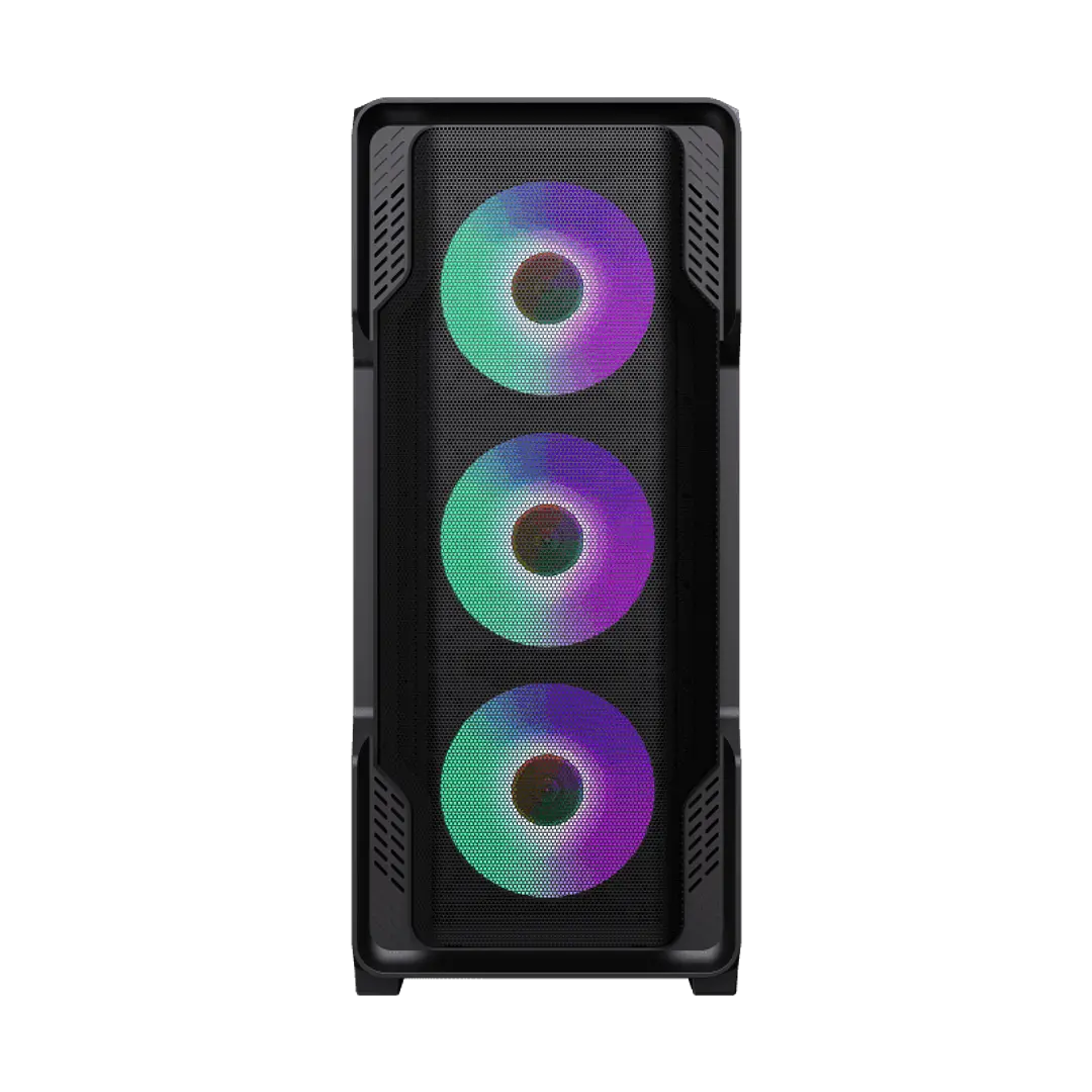 Gabinete Gamer SIEGE BLACK/3 FAN FRONT 1 FAN TRASERO/SIN FUENTE GAMEMAX (ot)