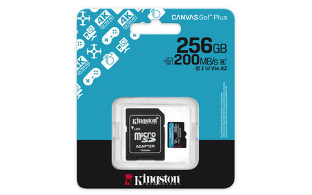 MicroSD 256GB Kingston Canvas Go! Plus UHS-I V30 | Tarjeta de Memoria Alta Velocidad para Cámara, GoPro y Celular (ox)
