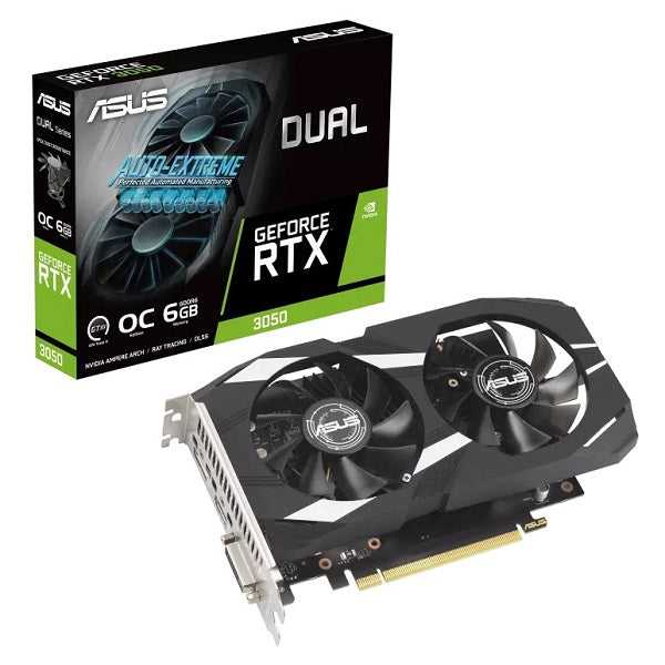 Tarjeta de Video - ASUS DUAL-RTX3050-O6G - 6 GB GDDR6 (96-bit) - PCI-E 4.0 - DisplayPort/HDMI/DVI (OP)
