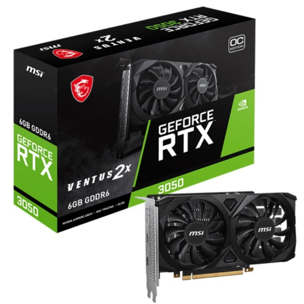 Tarjeta de Video - MSI GeForce RTX 3050 VENTUS 2X 6G OC - 6 GB GDDR6 (96 bit) (OP)