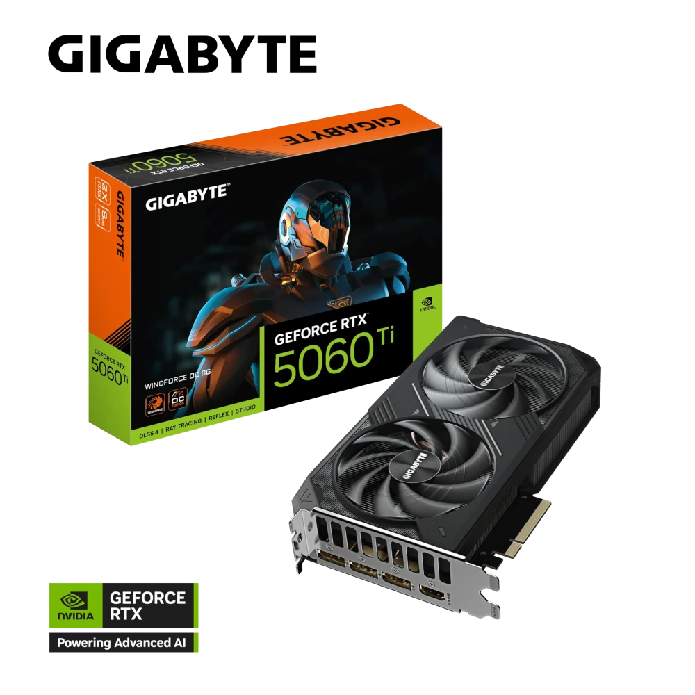 Tarjeta de Video - Gigabyte RTX 5060 Ti WINDFORCE OC 8G - 8 GB GDRR7 (128 bits) - PCI-E 5.0 - DisplayPort/HDMI (OP)