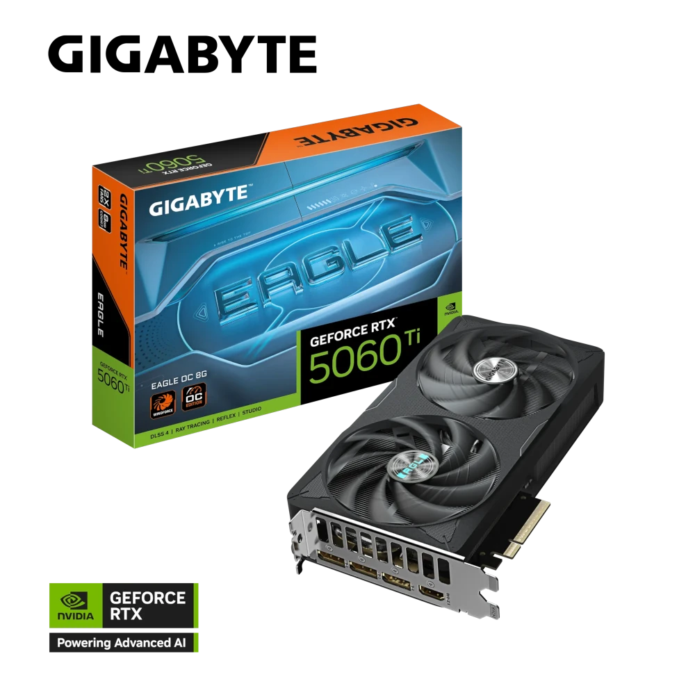 Tarjeta de Video - Gigabyte RTX 5060 Ti EAGLE OC 8G - 8 GB GDDR7 (128 bits) - PCI-E 5.0 - DisplayPort/HDMI (OP)