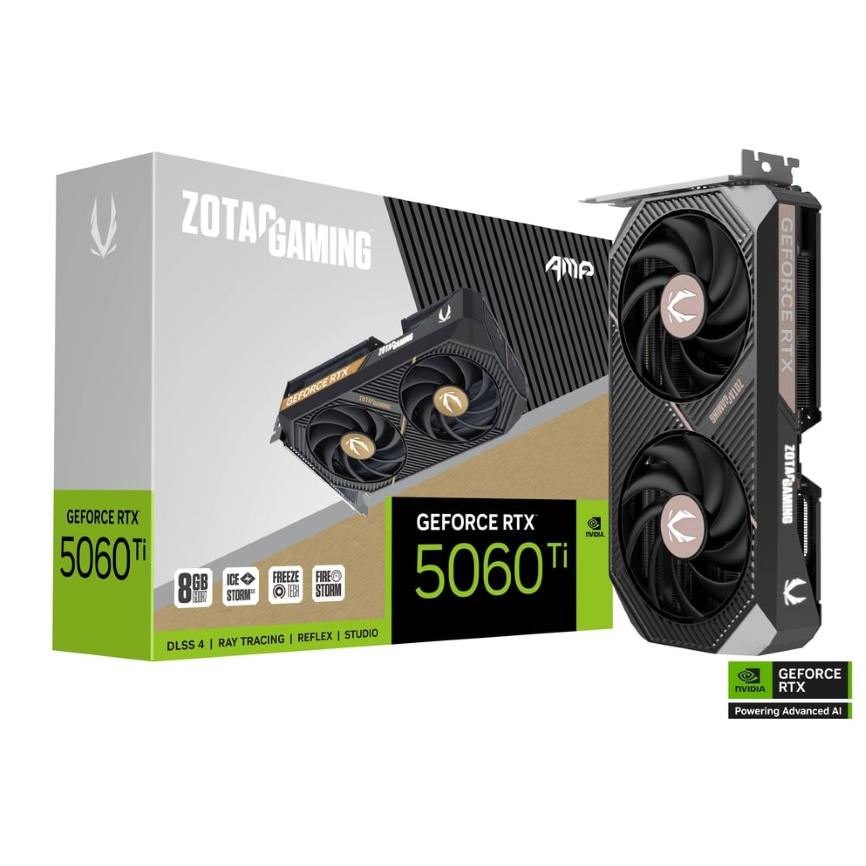 Tarjeta de Video - Zotac Gaming GeForce RTX 5060 Ti 8GB AMP - 8GB GDDR7 128-bit - DisplayPort /HDMI (ZT-B50610F-10M)