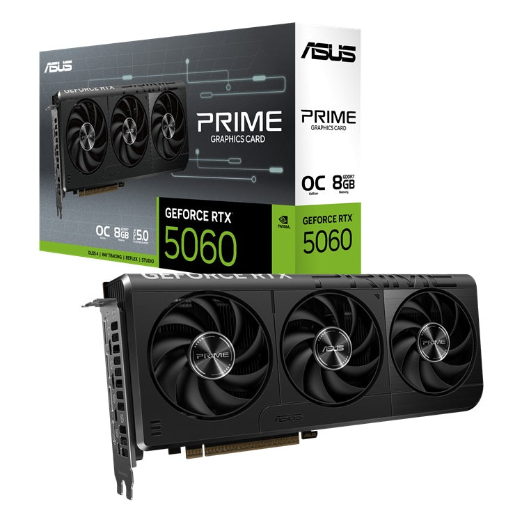 Tarjeta de Video - ASUS PRIME RTX 5060 8GB OC Edition - 8 GB GDDR7 (128 bits) - PCI-E 5.0 - DisplayPort/HDMI (OP)