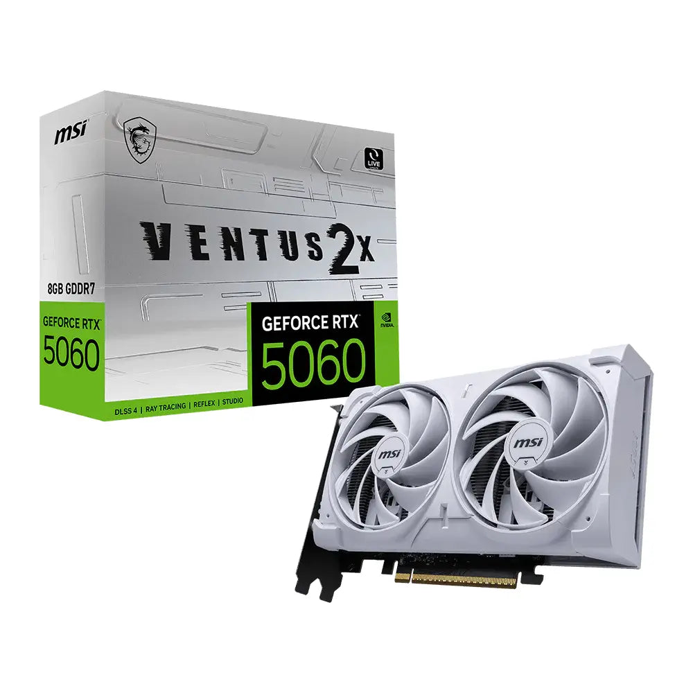 Tarjeta de Video MSI GeForce RTX 5060 VENTUS 2X WHITE OC 8GB GDDR7 (hop)