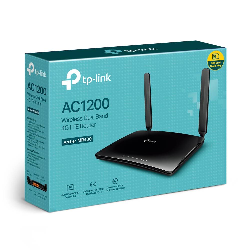 ROUTER 4G LTE INALÁMBRICO DE DOBLE BANDA AC1200 ARCHER MR400 (F)