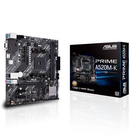 Tarjeta Madre micro ATX AMD A520 (Ryzen AM4) con soporte M.2, Ethernet de 1 Gb, HDMI / D-Sub, SATA 6 Gbps, USB 3.2 Gen 1 Tipo A (OT)