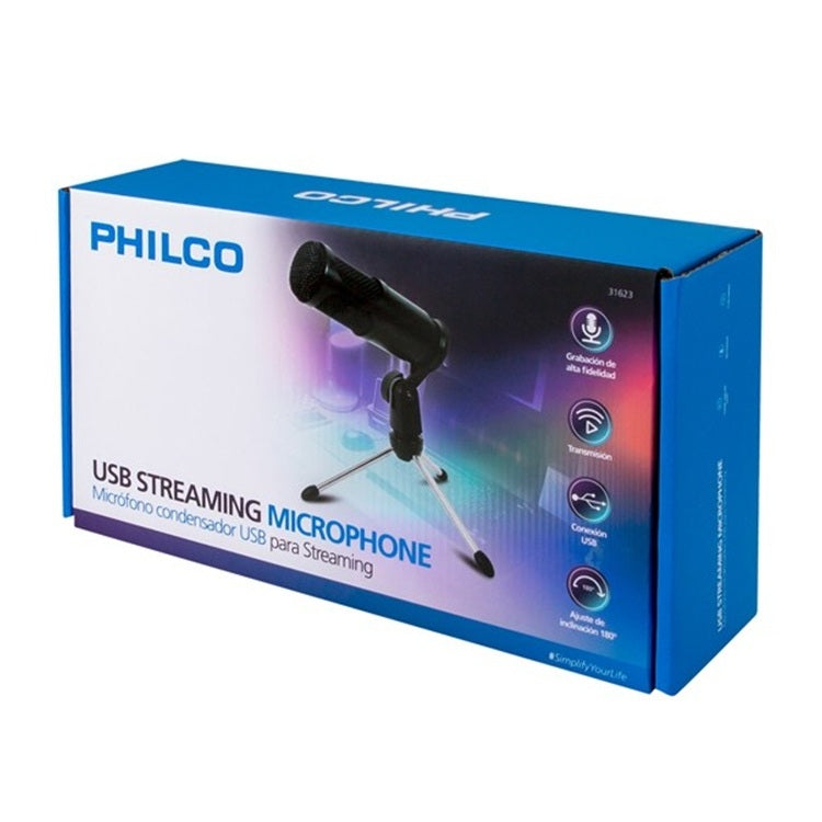 Micrófono de Estudio Philco con Trípode – USB – Negro(rp)