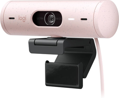 Cámara Web Logitech Brio 500, Full HD 1080p, Micrófono Integrado, USB-C, Rosa (ca)