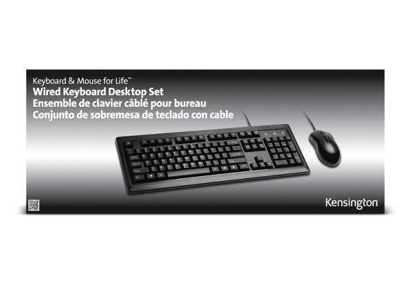 Kit Teclado Mouse Kensington Alámbrico For Life, Desktop Set