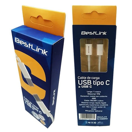 CABLE DE CARGA R¡PIDA PD DE USB C A USB C DE 3AMP. COLOR BLANCO . 1 MT BLCH600PD3