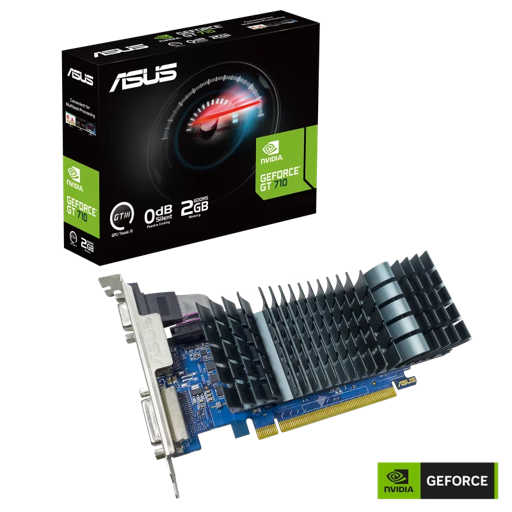 Tarjeta de Video ASUS Nvidia GeForce GT 710 EVO, 2GB GDDR5, low-profile, 64-bit, HDMI, DVI-D, VGA (OP)