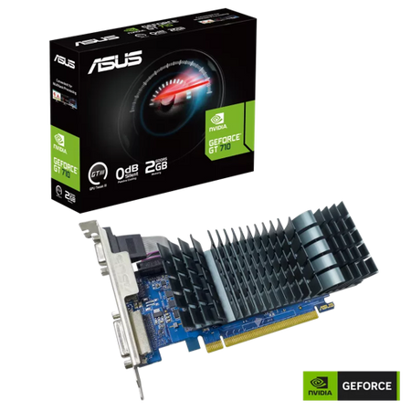 Tarjeta de Video ASUS Nvidia GeForce GT 710 EVO, 2GB GDDR5, low-profile, 64-bit, HDMI, DVI-D, VGA (OP)