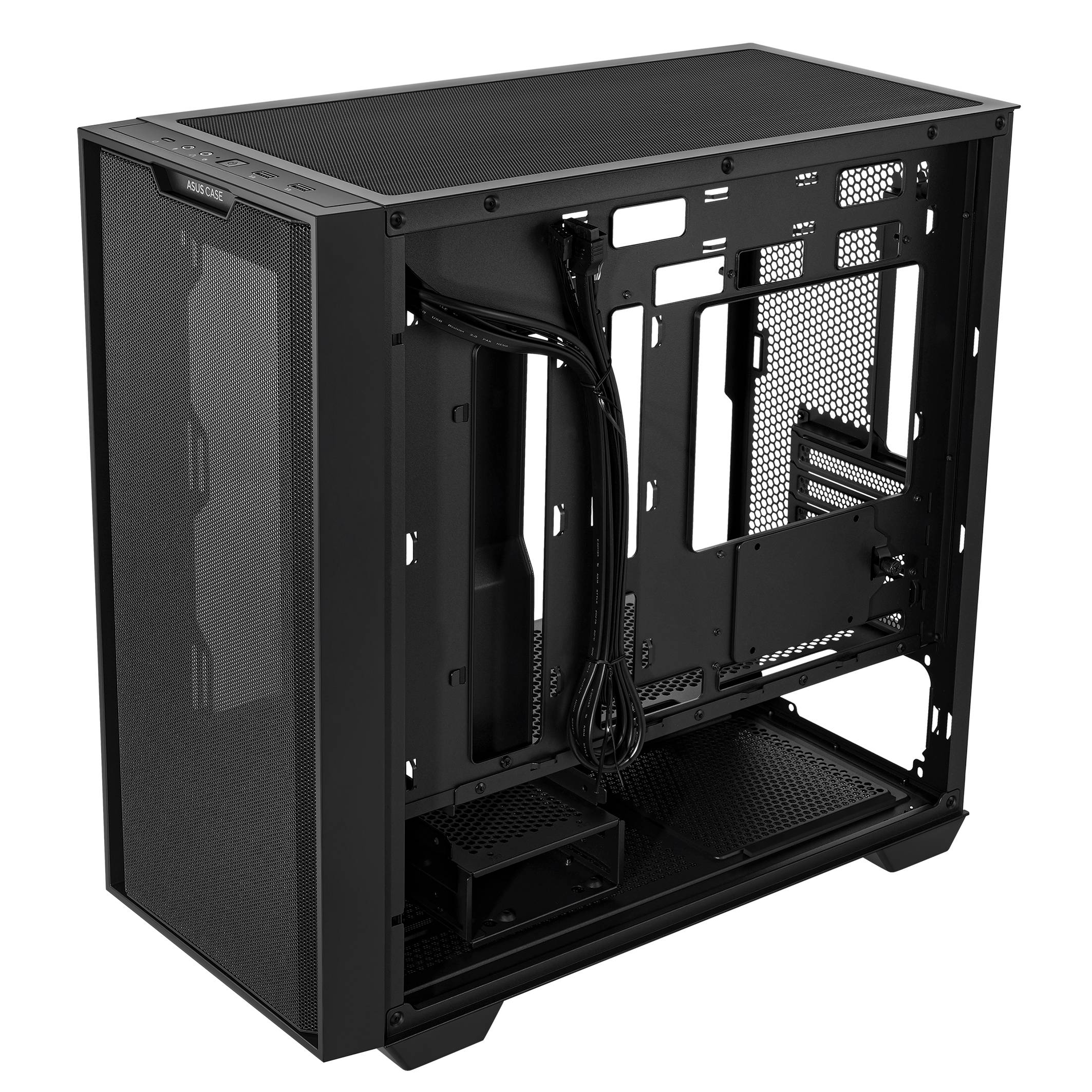 Gabinete Gamer A21 BLK FRONTAL MESH/ LATERAL Vidrio Temprano  Sin Fuente (ot)