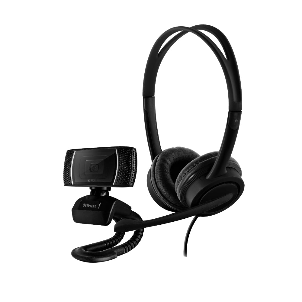 Set Home Office Doba 2 en 1 de TRUST - Set 2 en 1 para el despacho en casa: incluye cámara web HD y auriculares para hacer videollamadas cómodamente