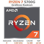 Procesador AMD Ryzen 7 5700G, AM4 , 8-Core, 3,8Ghz (Max boost 4.6Ghz), Radeon Vega Graphics (OP) - Foto 2