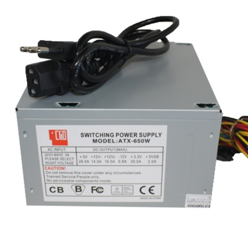 FUENTE DE PODER CLIO 650W 20-24 PINES 2 SATA CON CABLE POWER