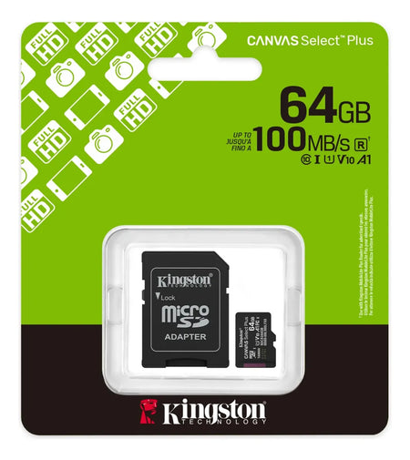 Tarjeta de Memoria Kingston Canvas Select Plus microSDXC 64GB UHS-I 100MB/s A1 Clase 10 SDCS3/64GB (ca)