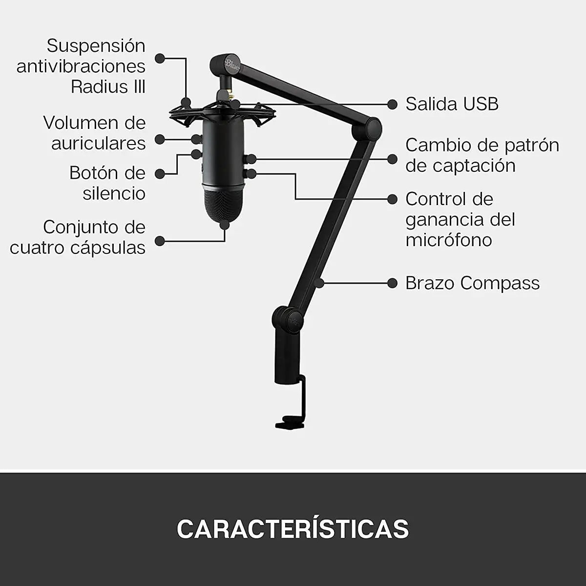 Micrófono Streaming BLUE YETICASTER Logitech (ca)