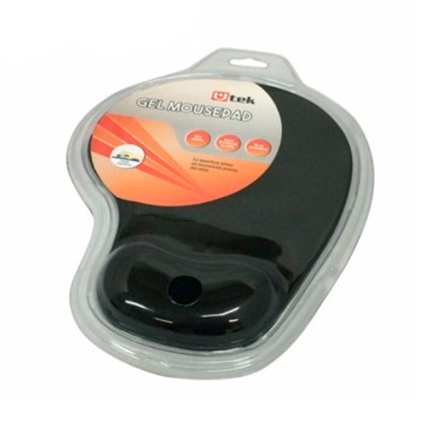 MOUSEPAD UTEK DE GEL CON BORDES TEJIDOS NEGRO UT-MP305