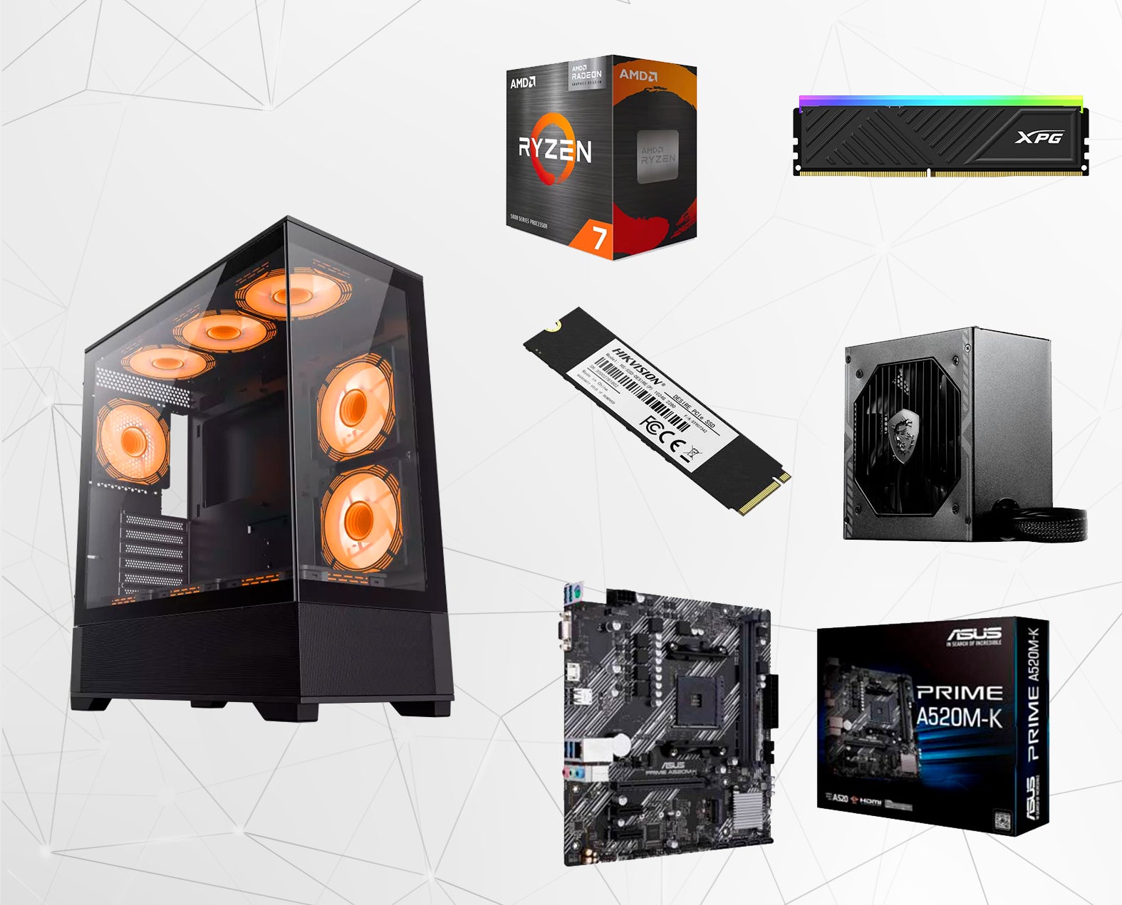 PC GAMER VORTEX 10/ R7 5700G/16GB rgb/1TB NVMe Freedos (DIGI)