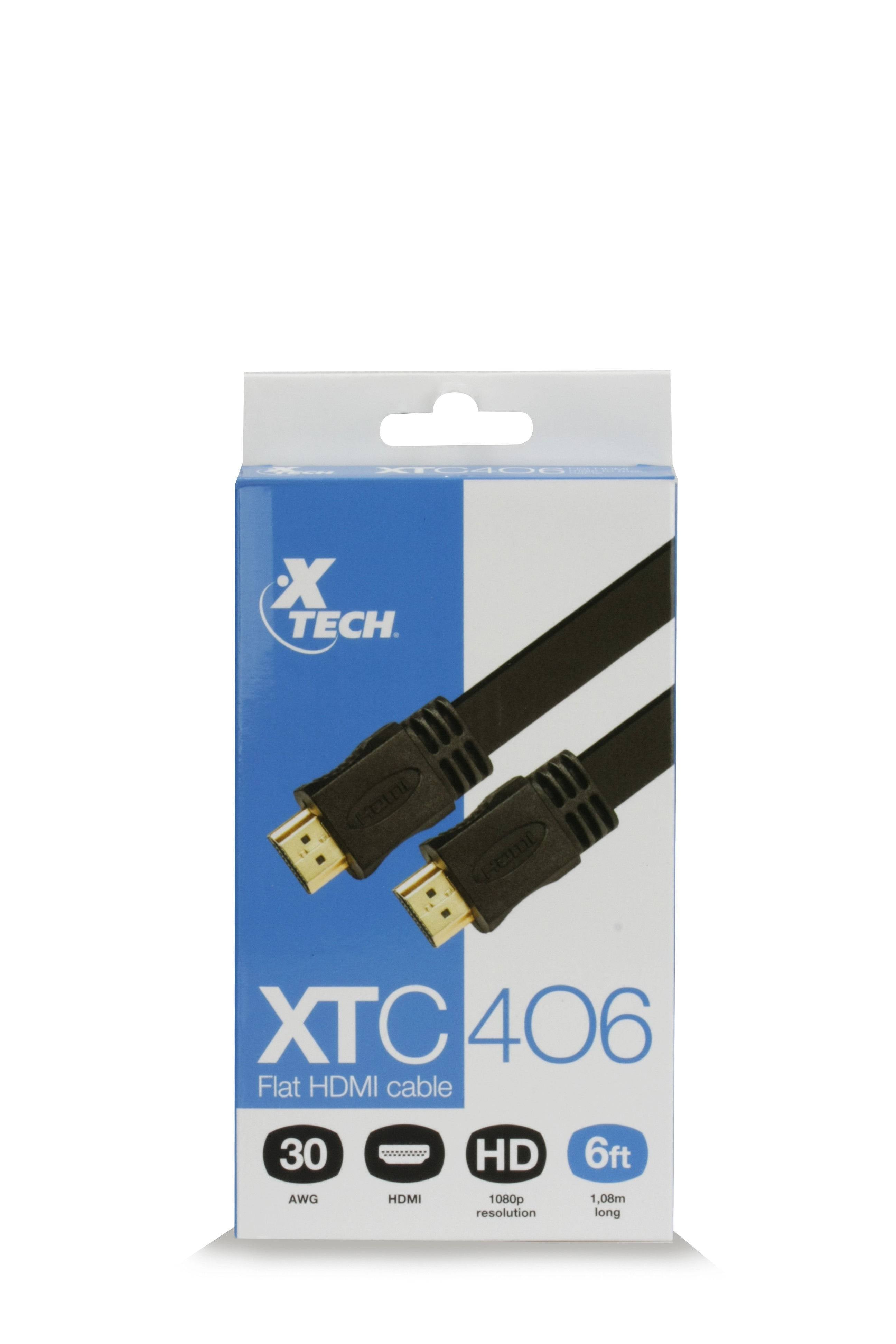 Cable HDMI plano con conector macho a macho Xtech XTC-406, Resolución Hasta 3840x2160p*, 1.8mts (EX)