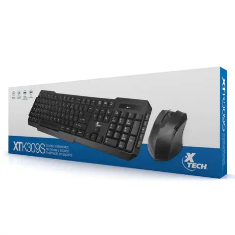 🟡 KIT TECLADO + MOUSE INALÁMBRICO XTECH XTK-309S | 2.4GHz | NEGRO | SIMPLICIDAD Y ORDEN (ca)