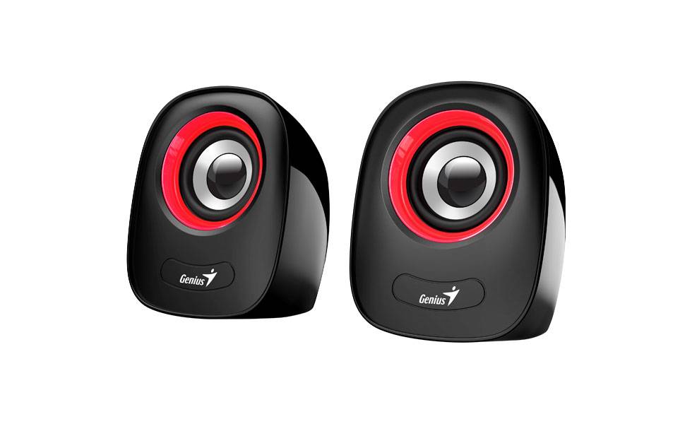 PARLANTES GENIUS SP-Q160, 6W, USB 2.0, JACK 3.5MM, NEGRO-ROJO