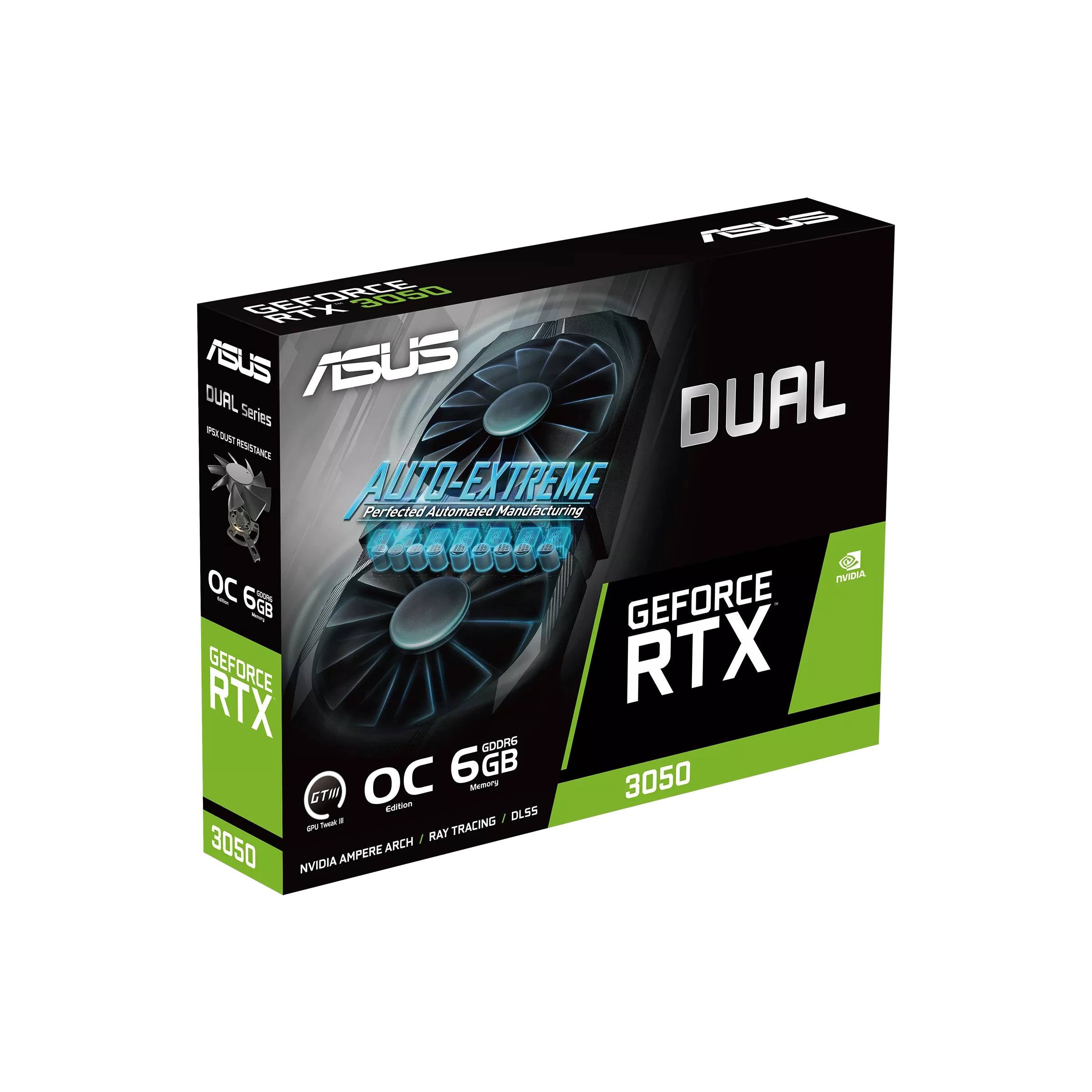 Tarjeta de Video ASUS Dual Nvidia GeForce RTX 3050 OC Edition 6GB GDDR6,14 Gbps, 96-bit, PCIe 4.0 (OP)