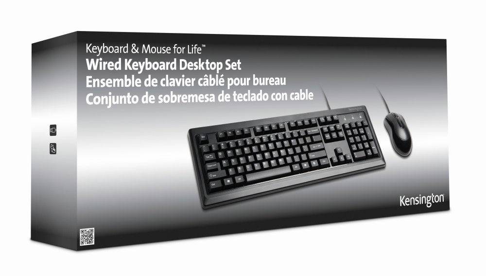 Kit Teclado Mouse Kensington Alámbrico For Life, Desktop Set
