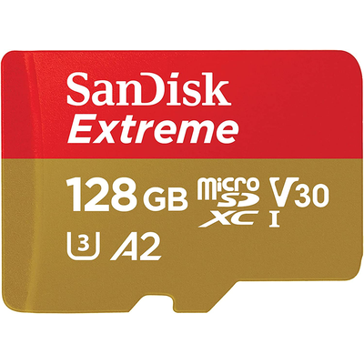 Tarjeta de Memoria SanDisk Extreme microSDXC 128GB UHS-I | A2 | V30 | Incluye Adaptador SD | SDSQXAA-128G-GN6MA (ca)