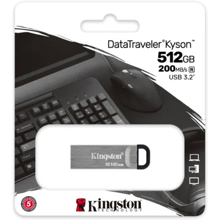 Pendrive Kingston DataTraveler Kyson 512GB USB 3.2 Gen 1 200MB/s Metálico DTKN/512GB (ca)