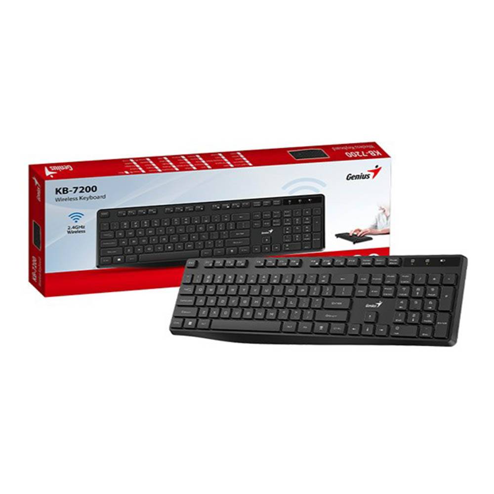 TECLADO INALÁMBRICO GENIUS KB-7200, COLOR NEGRO, RF 2.4GHZ