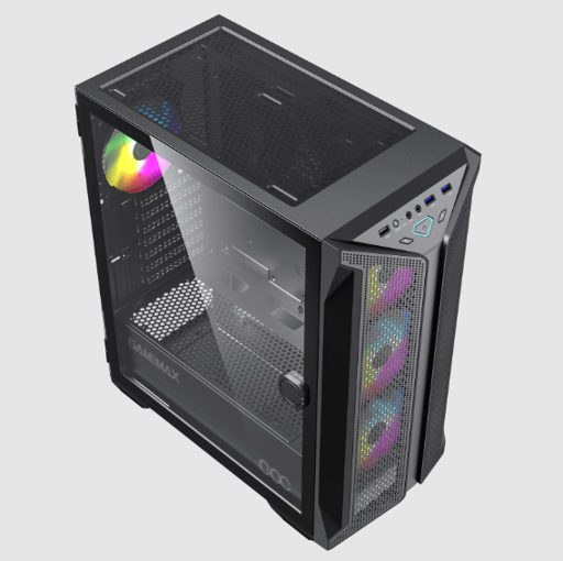 Gabinete Gamer A21 BLK FRONTAL MESH/ LATERAL Vidrio Temprano  Sin Fuente (ot)