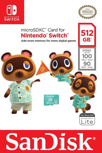 Tarjeta MicroSD SanDisk de 512GB para Nintendo Switch (Class10, UHS-I U3)