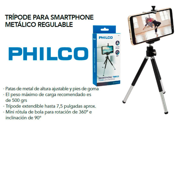 Trípode Para Smartphone Metálico Regulable PHILCO(ex)