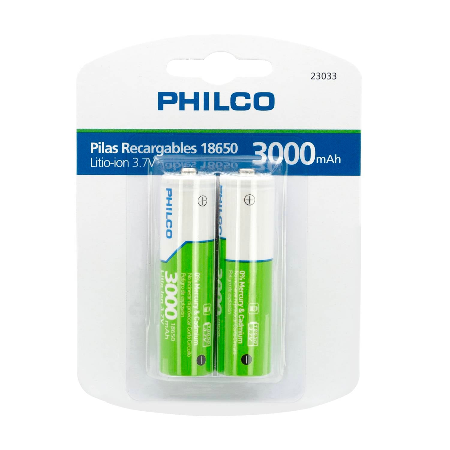 BLISTER PILAS 18650 RECARGABLES PHILCO (F)
