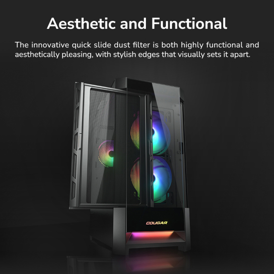 Gabinete Gamer DUOFACE RGB BLACK 3 F/ARGB /MATX/SIN FUENTE COUGAR (ot)