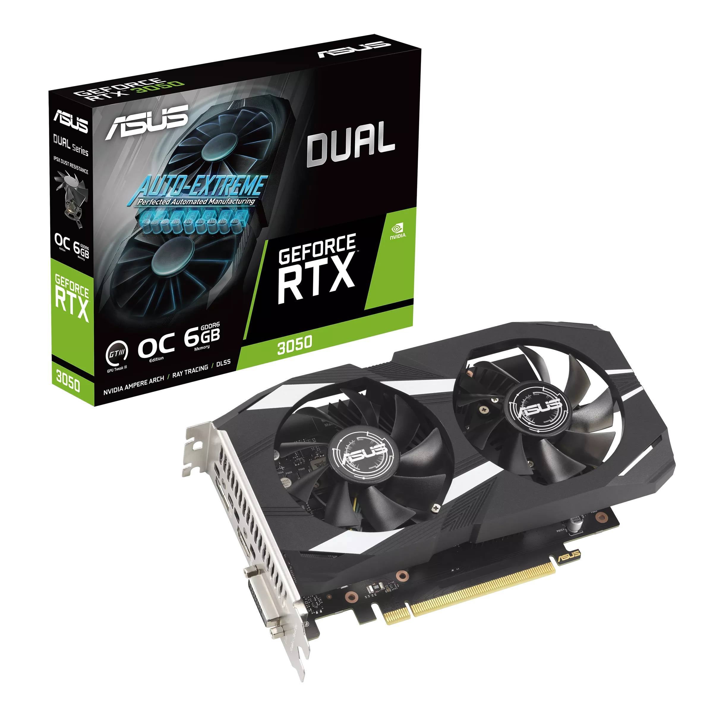 Tarjeta de Video ASUS Dual Nvidia GeForce RTX 3050 OC Edition 6GB GDDR6,14 Gbps, 96-bit, PCIe 4.0 (OP)