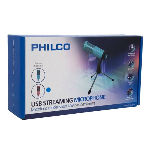 Micrófono Condensador para Streaming Philco USB 31623 Rosado (rp)