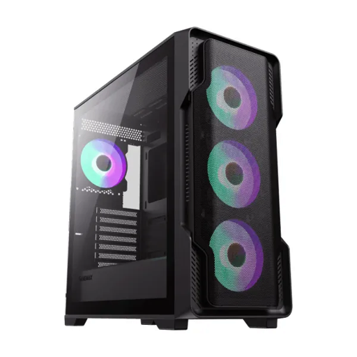 Gabinete Gamer SIEGE BLACK/3 FAN FRONT 1 FAN TRASERO/SIN FUENTE GAMEMAX (ot)