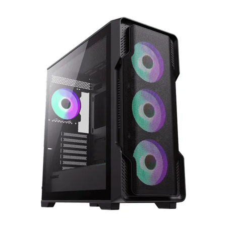 Gabinete Gamer SIEGE BLACK/3 FAN FRONT 1 FAN TRASERO/SIN FUENTE GAMEMAX (ot)