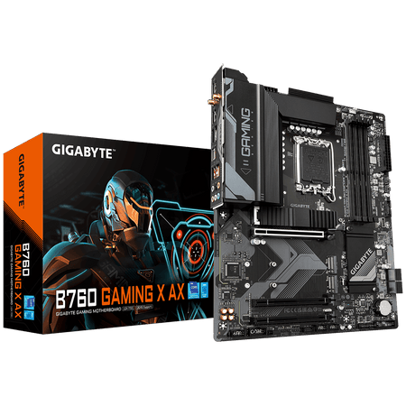 Placa Madre Gigabyte B760 GAMING X AX, Intel LGA1700, M.2 x3, 2.5GbE, Wi-Fi 6E, Q-Flash Plus, ATX